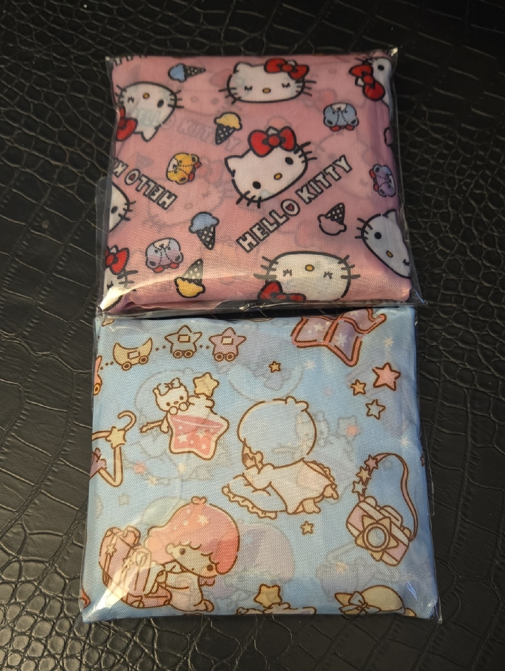 Hello Kitty Pink & Little Twin Stars Blue Reusable Tote (Set Of 2) 16"x23"
